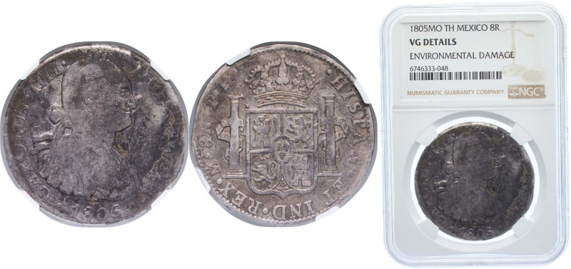 Mexico Spanish colony 1805 Mo TH 8 Reales - Charles IV Silver (.903) Mexico City...