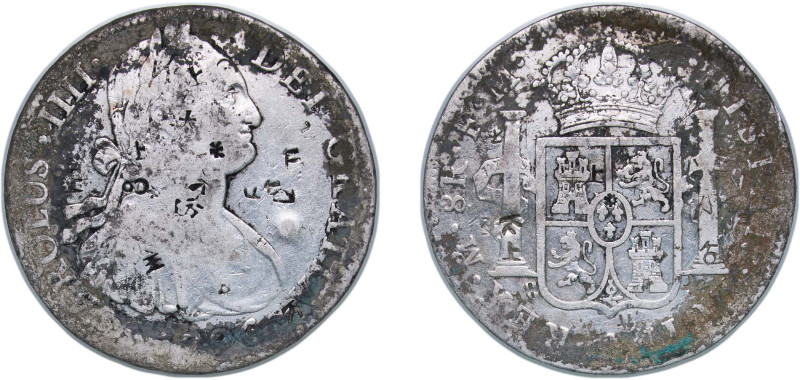 Mexico Spanish colony 1806 Mo TH 8 Reales - Charles IV Silver (.903) Mexico City...