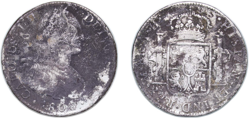 Mexico Spanish colony 1808 Mo TH 8 Reales - Charles IV Silver (.903) Mexico City...