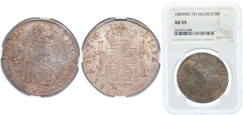 Mexico Spanish colony 1808 Mo TH 8 Reales - Ferdinand VII Silver (.903) Mexico C...