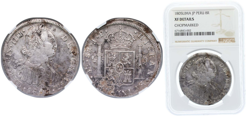 Peru Spanish colony 1805 LIMAE JP 8 Reales - Charles IV Silver (.896) Lima Mint ...