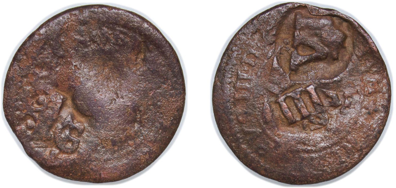 Spain Kingdom 1636 6 Maravedis - Philip IV (Countermarked) Copper 2.55g VF