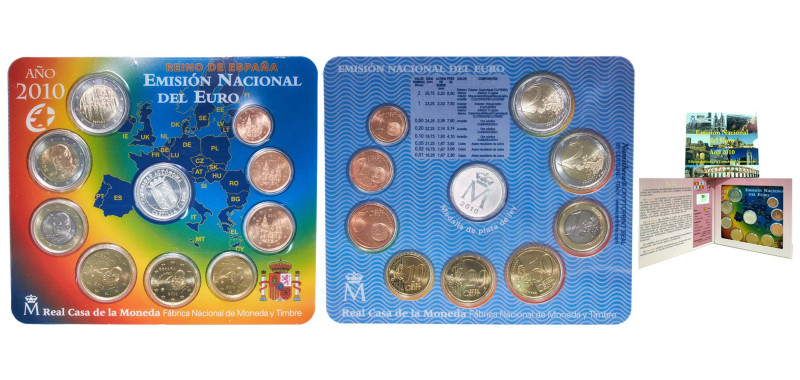 Spain Kingdom 2010 M Euros Set - Juan Carlos I (9 Coins + 1 Silver Medal) Madrid...