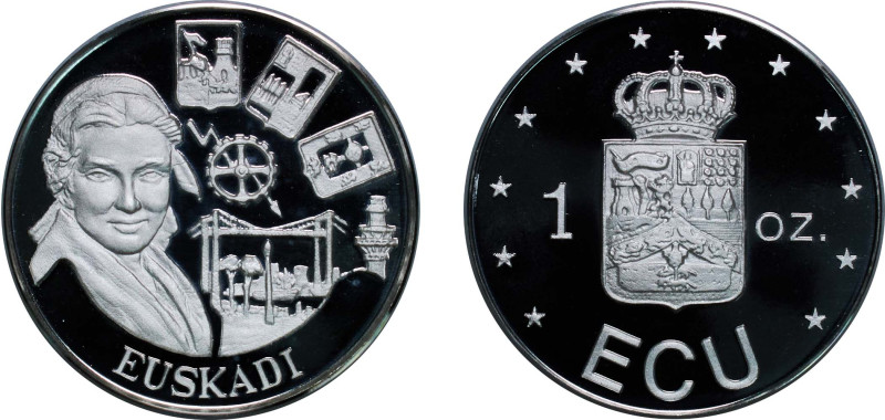 Spain Kingdom ND ECU - Juan Carlos I (Euskadi, 1 Oz.) Silver (.999) 30.7g PF