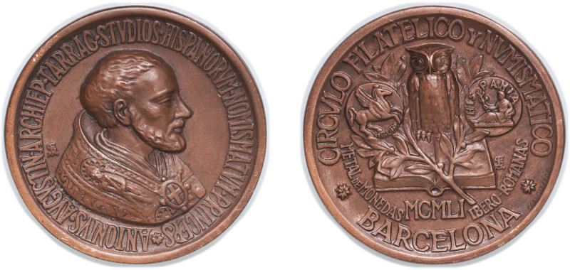 Spain Nationalist Government 1951 Medal - Círculo filatélico y numismático de Ba...