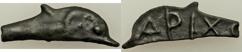 SCYTHIA. Olbia. Ca. 437-410 BC. Cast AE (33mm, 2.25 gm). VF. Cast Dolphin Coinag...
