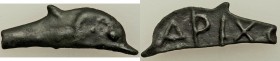 SCYTHIA. Olbia. Ca. 437-410 BC. Cast AE (33mm, 2.25 gm). VF. Cast Dolphin Coinage. Dolphin right / APIXO, ethnic on blank surface. Anokhin 179. 

HID0...