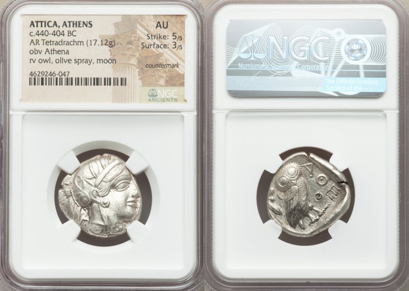 ATTICA. Athens. Ca. 440-404 BC. AR tetradrachm (24mm, 17.12 gm, 11h). NGC AU 5/5...