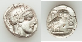 ATTICA. Athens. Ca. 440-404 BC. AR tetradrachm (23mm, 17.21 gm, 7h). XF, test cut. Mid-mass coinage issue. Head of Athena right, wearing crested Attic...