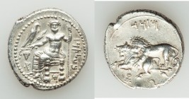 CILICIA. Tarsus. Mazaeus, as Satrap (361-334 BC). AR stater (24mm, 10.87 gm, 8h). XF, test cut. Baaltars seated left, holding eagle, grain ear, grapes...