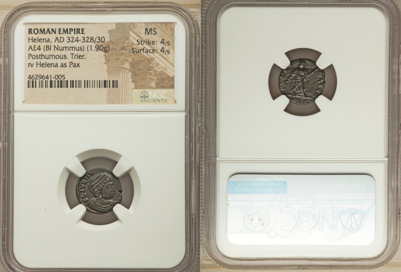 Helena (AD 324-328/30). AE4 or BI nummus (14mm, 1.90 gm, 6h). NGC MS 4/5 - 4/5. ...