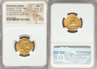 Constans II Pogonatus (AD 641-668). AV solidus (21mm, 4.42 gm, 6h). NGC MS 4/5 - 4/5, clipped. Constantinople, 2nd officina. d N CONStAN-tINЧS P P AVG...