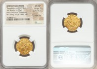 Theophilus (AD 829-842), with Michael II Armorian and Constantine. AV solidus (20mm, 4.30 gm, 6h). NGC Choice XF 5/5 - 3/5, edge filed. Constantinopol...