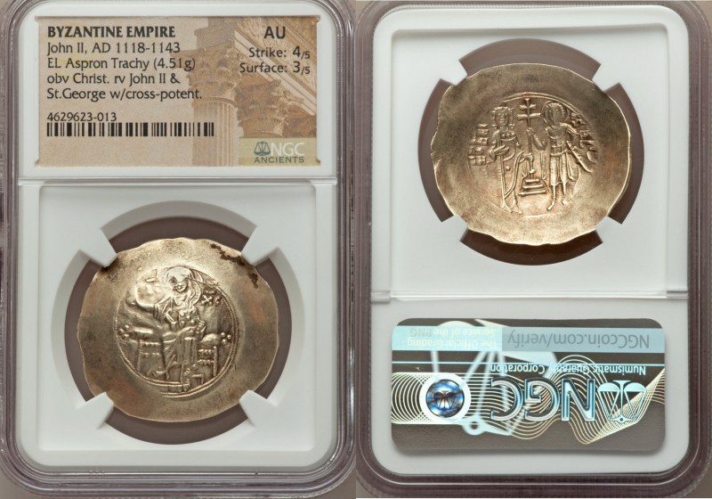 John II Comnenus (AD 1118-1143). EL aspron trachy (34mm, 4.51 gm, 6h). NGC AU 4/...