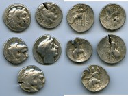 ANCIENT LOTS. Greek. Macedonian and Seleucid Kingdoms. Ca. 336-187 BC. Lot of five (5) AR tetradrachms. VG-Fine, test cuts, bankers punches. Includes:...