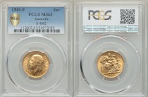 George V gold Sovereign 1930-P MS63 PCGS, Perth Mint, KM32. AGW 0.3255 oz. 

HID09801242017