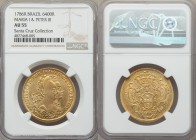 Maria I & Pedro III gold 6400 Reis 1786-R AU55 NGC, Rio de Janeiro mint, KM199.2. Ex. Santa Cruz Collection 

HID09801242017