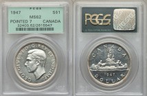 George VI "Pointed 7" Dollar 1947 MS62 PCGS, Ottawa mint, KM37.

HID09801242017
