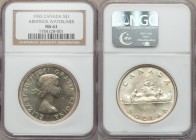 Elizabeth II "Arnprior Waterlines" Dollar 1955 MS63 NGC, Royal Canadian mint, KM54. 

HID09801242017