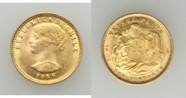 Republic gold 20 Pesos 1926-So UNC (light surface hairlines), Santiago mint, KM168. 19mm. 4.05gm. AGW 0.1177 oz. 

HID09801242017