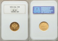 Russian Duchy. Nicholas II gold 10 Markkaa 1913-S MS65 NGC, Helsinki mint, KM8.2. 

HID09801242017