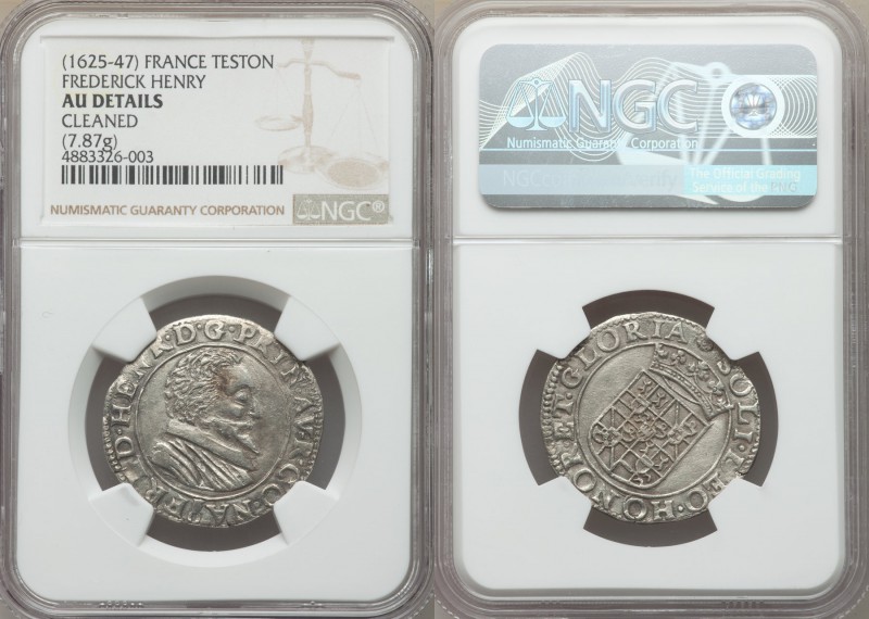 Orange. Frederick Henry (1625-1647) Teston ND AU Details (Cleaned) NGC, KM69. 

...