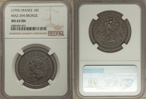 Republic bronze Essai "Louis XVII" 10 Centimes ND (1793) MS62 Brown NGC, Maz-394. A scarce pretender issue. From the Engelen Collection of World Coina...