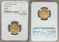 Louis XVIII gold 20 Francs 1814-A AU55 NGC, Paris mint, KM706.1.

HID09801242017