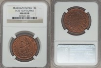 Republic copper Essai 10 Centimes 1848 MS65 Red and Brown NGC, Maz-1339.

HID09801242017