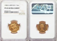 Elizabeth II gold Proof Sovereign 1980 PR65 Ultra Cameo NGC, KM919.

HID09801242017