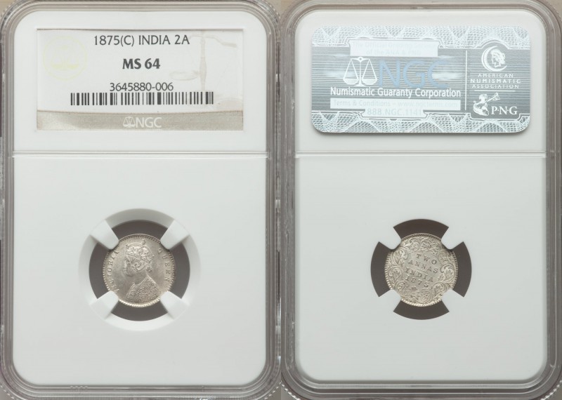 British India. Victoria 3-Piece Lot of Certified 2 Annas NGC, 1) 2 Annas 1875-(c...