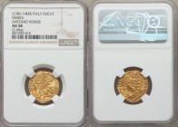 Venice. Antonio Venier (1382-1400) gold Ducat ND AU58 NGC, cf. CNI-VIIa.36 (there listed in silver, and with different pellet placement on reverse). 3...