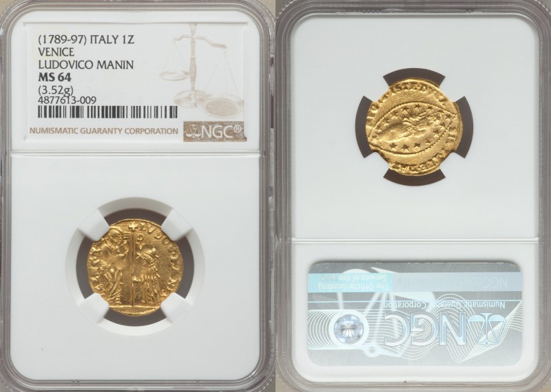 Venice. Ludovico Manin gold Zecchino ND (1789-1797) MS64 NGC, KM755.

HID0980124...