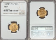 Vittorio Emanuele II gold 10 Lire 1863 T-BN MS64 NGC, Turin mint, KM9.2.

HID09801242017