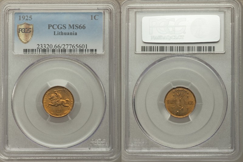 Republic 3-Piece Lot of Certified Minors 1925, 1) Centas - MS66 PCGS 2) 5 Centai...