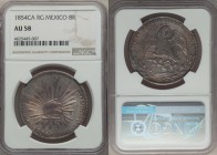 Republic 8 Reales 1854 Ca-RG AU58 NGC, Chihuahua mint, KM377.2, DP-Ca25. Normal date and legend with dots variety. A well preserved example with some ...