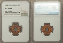 British Mandate 5 Mils 1942 MS64 Red and Brown NGC, KM3a. 

HID09801242017
