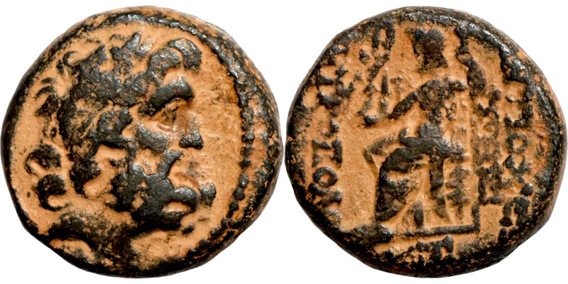 Seleucis and Pieria,c. 1st century BC. Æ Laureate head of Zeus r. R/ Zeus Nikeph...