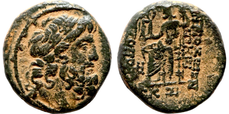 Seleucis and Pieria,c. 1st century BC. Æ Laureate head of Zeus r. R/ Zeus Nikeph...