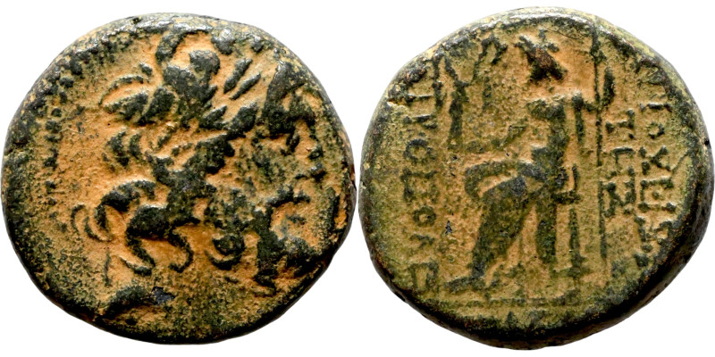 Seleucis and Pieria,c. 1st century BC. Æ Laureate head of Zeus r. R/ Zeus Nikeph...