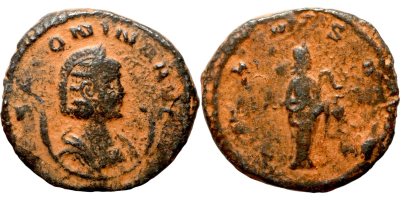 Salonina 254-268 AD. Antoninianus

19mm 3,70g

Artificial sand patina