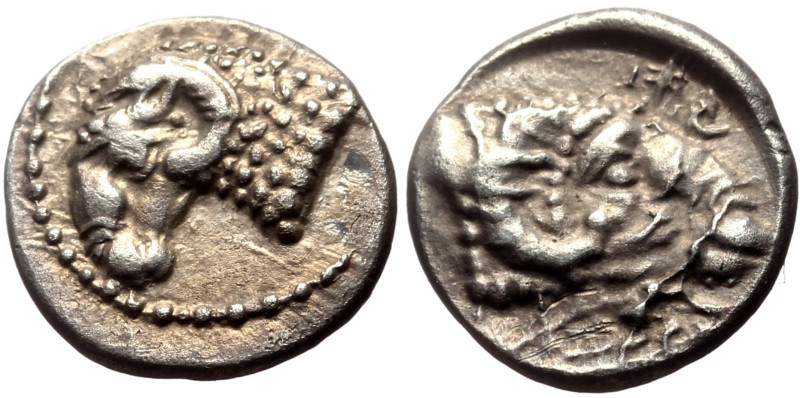 Cyprus, Salamis AR Twelfth Stater – Obol (Silver, 0.72g, 11mm) ca 460-450 BC.
O...