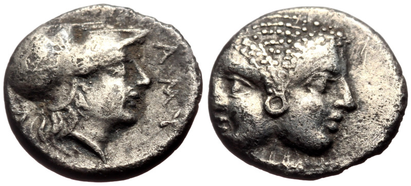 Mysia, Lampsakos AR Diobol (Silver, 1.20g, 11mm) ca 500-450 BC
Obv: Janiform fem...