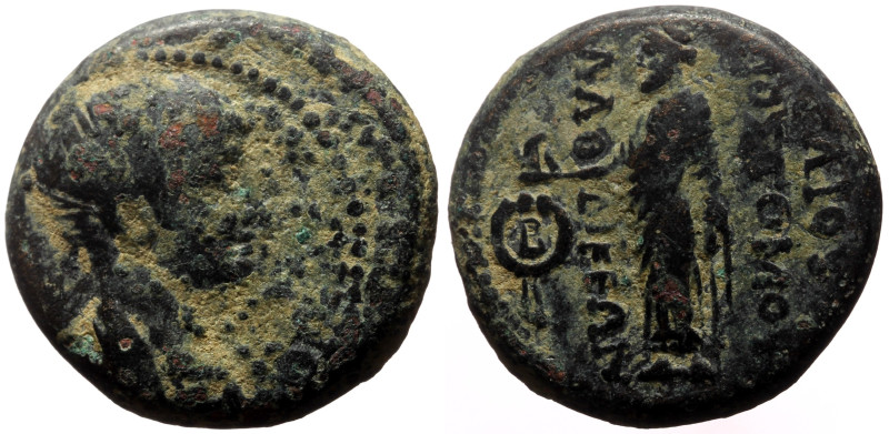 Phrygia, Laodicea ad Lycum AE (Bronze, 6.09g, 19mm) Nero (54-68) Magistrate: Gai...