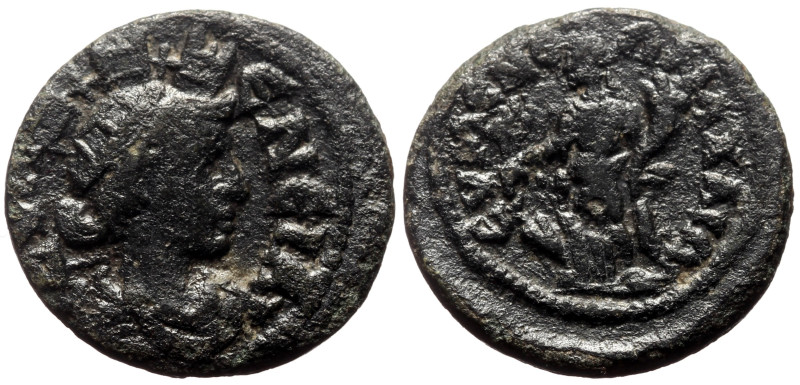 Phrygia, Eumenea AE (Bronze, 3.50g, 18mm) Uncertain reign
Obv: ΕΥΜΕΝΕΙΑ; draped ...