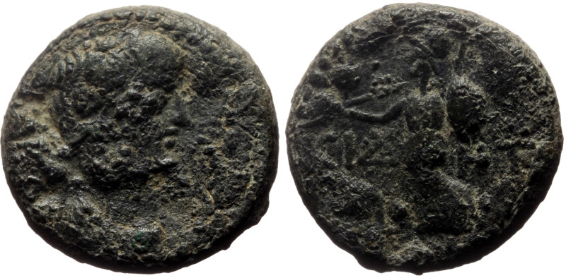 Pamphylia, Side AE (Bronze, 5.73g, 18mm) Nero (54-68) Issue: First group: youthf...