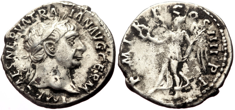 Trajan (98-117) AR Denarius (Silver, 2.98g, 18mm). Rome, 101-102 
Obv: IMP CAES ...