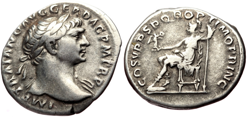 Trajan (98-117) AR Denarius (Silver, 3.32g, 19mm) Rome, 108-109
Obv: IMP TRAIANO...