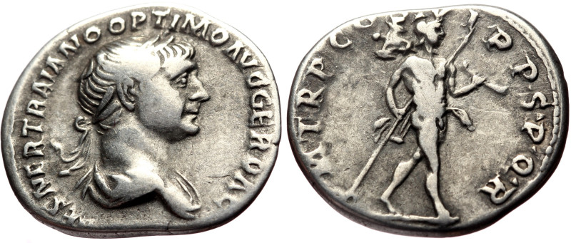 Trajan (98-117) AR Denarius (Silver, 3.21g, 20mm) Rome, 114-117. 
Obv: IMP CAES ...