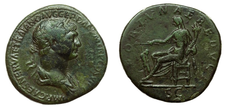 Trajan (98-117) AE Sestertius (Bronze, 23.17g, 33mm) Rome, 112-115
Obv: IMP CAE...